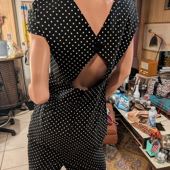 Hell Bunny Black and White Polka Dot Midi Dress - Picture 4 of 7